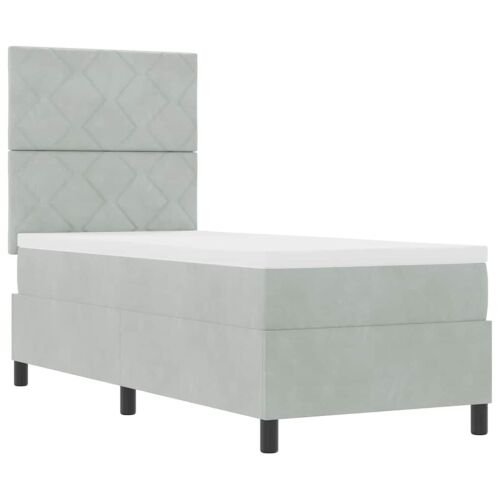 Box spring krevet Svijetlo siva 80 x 200 cm Baršun - Svjetlosiva 80 x 200 cm Dizajn s rombovima Cijena