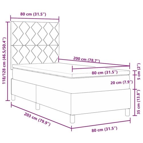 Box spring krevet Svijetlo siva 80 x 200 cm Baršun - Svjetlosiva 80 x 200 cm Dizajn s rombovima Cijena