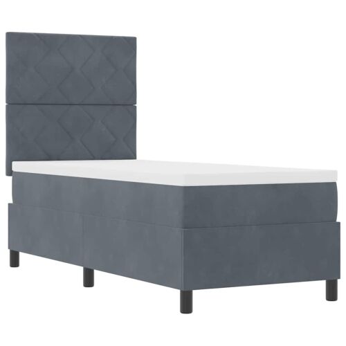 Box spring krevet Tamno siva 80 x 200 cm Baršun - Tamno siva 80 x 200 cm Dizajn s rombovima Cijena