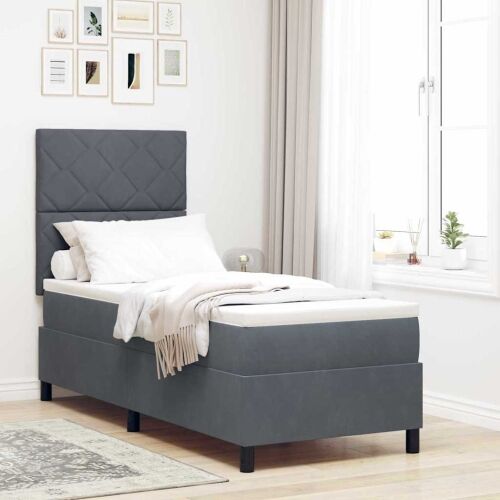 Box spring krevet Tamno siva 80 x 200 cm Baršun - Tamno siva 80 x 200 cm Dizajn s rombovima Cijena