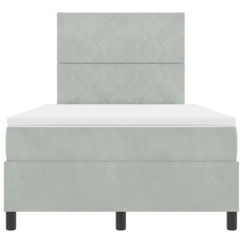 Box spring krevet Svijetlo siva 120 x 190 cm Baršun - Svjetlosiva 120 x 190 cm Dizajn s rombovima Cijena