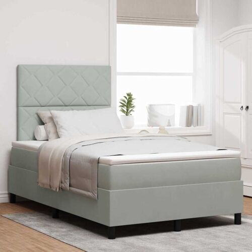Box spring krevet Svijetlo siva 120 x 190 cm Baršun - Svjetlosiva 120 x 190 cm Dizajn s rombovima Cijena