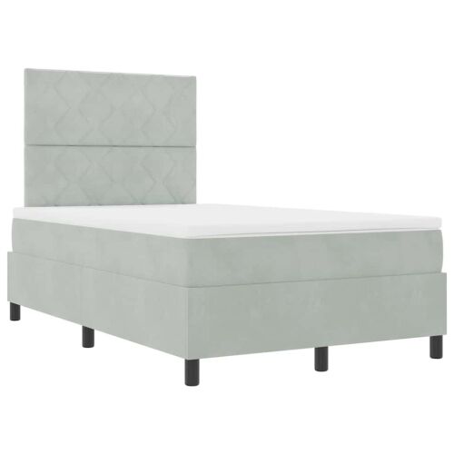 Box spring krevet Svijetlo siva 120 x 190 cm Baršun - Svjetlosiva 120 x 190 cm Dizajn s rombovima Cijena