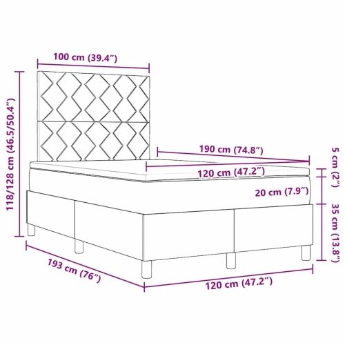 Box spring krevet Svijetlo siva 120 x 190 cm Baršun - Svjetlosiva 120 x 190 cm Dizajn s rombovima Cijena