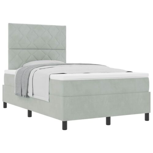 Box spring krevet Svijetlo siva 120 x 190 cm Baršun - Svjetlosiva 120 x 190 cm Dizajn s rombovima Cijena