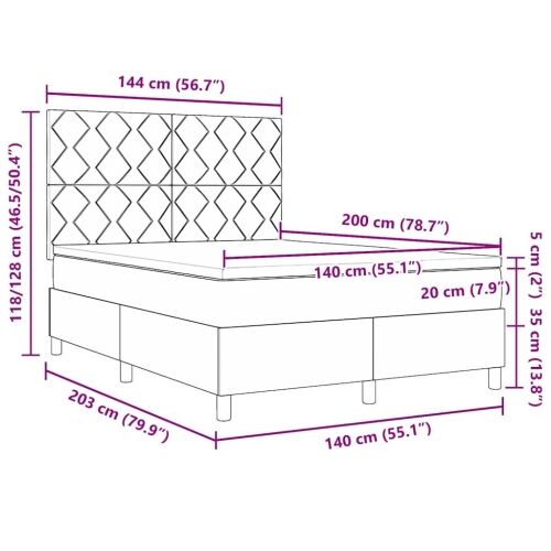 Box spring krevet Ružičasta 140 x 200 cm Baršun - Ružičasta 140 x 200 cm Dizajn s rombovima Cijena
