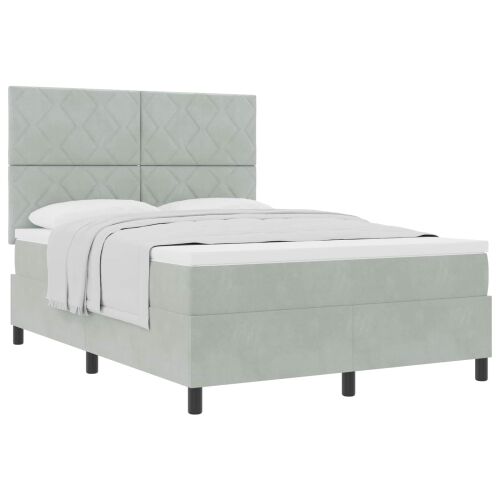 Box spring krevet Svijetlo siva 160 x 200 cm Baršun - Svjetlosiva 160 x 200 cm Dizajn s rombovima Cijena