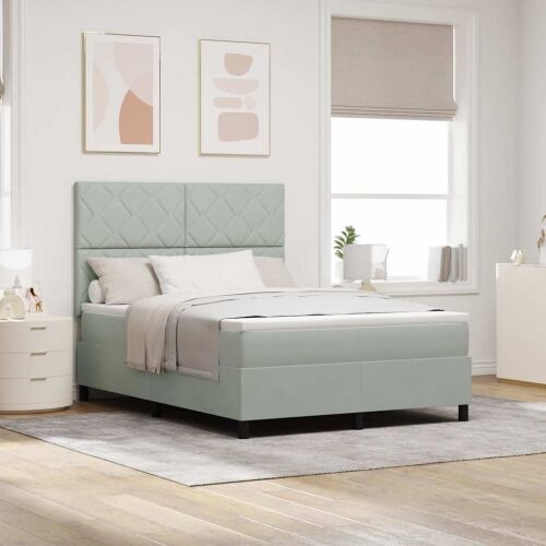 Box spring krevet Svijetlo siva 160 x 200 cm Baršun - Svjetlosiva 160 x 200 cm Dizajn s rombovima Cijena