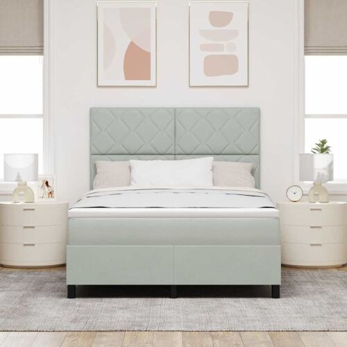 Box spring krevet Svijetlo siva 160 x 200 cm Baršun - Svjetlosiva 160 x 200 cm Dizajn s rombovima Cijena