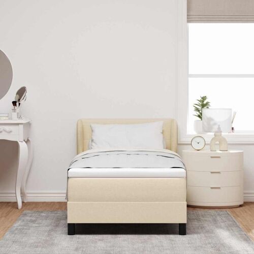 Box spring krevet s uzglavljem Krema 80 x 200 cm tkanina - Krema 80 x 200 cm Prošiveno gumbima Cijena