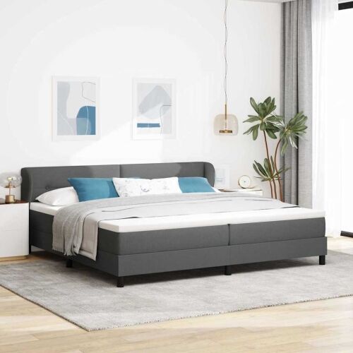 Box spring krevet Tamno siva 200 x 200 cm tkanina - Tamno siva 200 x 200 cm Prošiveno gumbima Cijena