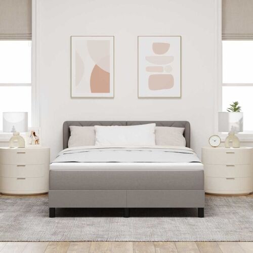Box spring krevet Sivo-smeđa 140 x 200 cm tkanina - Sivo-smeđa 140 x 200 cm Dizajn s rombovima Cijena