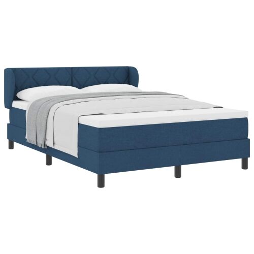 Box spring krevet s uzglavljem Plava 160 x 200 cm tkanina - Plava 160 x 200 cm Dizajn s rombovima Cijena