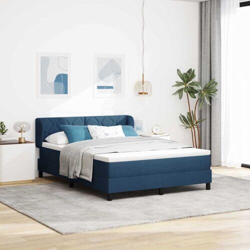 Box spring krevet s uzglavljem Plava 160 x 200 cm tkanina - Plava 160 x 200 cm Dizajn s rombovima Cijena