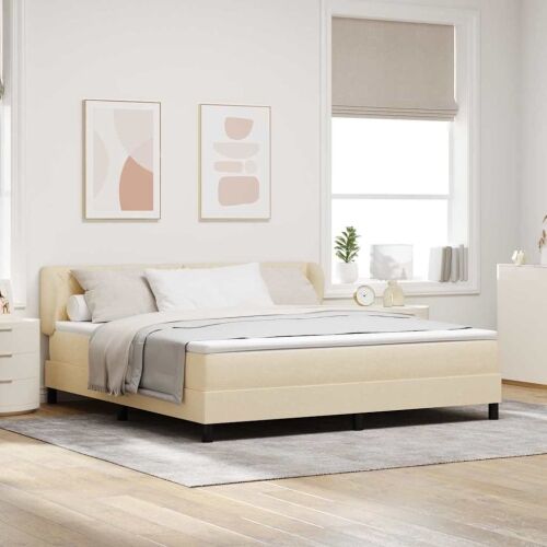 Box spring krevet s uzglavljem Krema 180 x 200 cm tkanina - Krema 180 x 200 cm Dizajn s rombovima Cijena