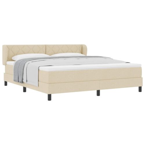 Box spring krevet s uzglavljem Krema 180 x 200 cm tkanina - Krema 180 x 200 cm Dizajn s rombovima Cijena