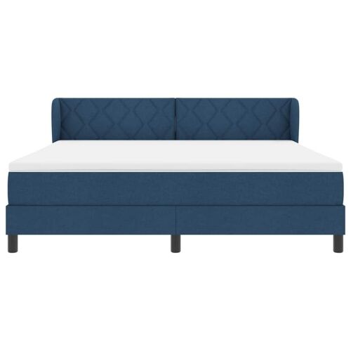 Box spring krevet s uzglavljem Plava 180 x 200 cm tkanina - Plava 180 x 200 cm Dizajn s rombovima Cijena