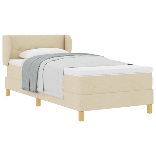 Box spring krevet s uzglavljem Krema 80 x 200 cm tkanina - Krema 80 x 200 cm Prošiveno gumbima Cijena