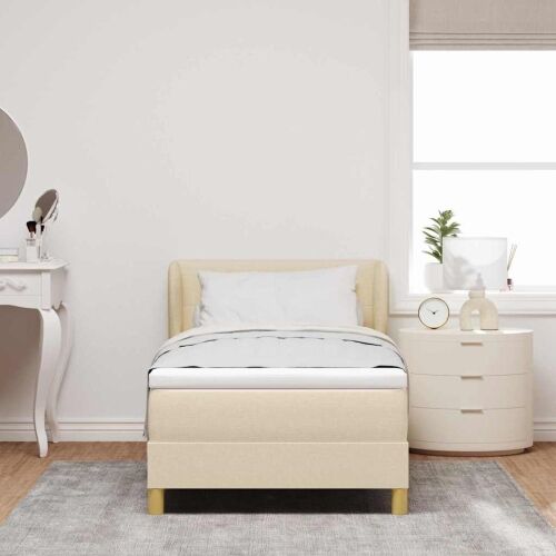 Box spring krevet s uzglavljem Krema 90 x 190 cm tkanina - Krema 90 x 190 cm Prošiveno gumbima Cijena