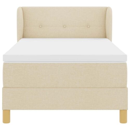 Box spring krevet s uzglavljem Krema 90 x 200 cm tkanina - Krema 90 x 200 cm Prošiveno gumbima Cijena