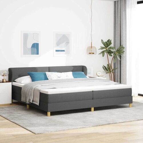 Box spring krevet Tamno siva 200 x 200 cm tkanina - Tamno siva 200 x 200 cm Prošiveno gumbima Cijena
