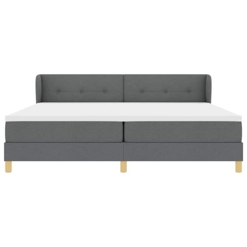 Box spring krevet Tamno siva 200 x 200 cm tkanina - Tamno siva 200 x 200 cm Prošiveno gumbima Cijena
