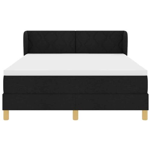 Box spring krevet s uzglavljem Crna 140 x 190 cm tkanina - Crna 140 x 190 cm Dizajn s rombovima Cijena