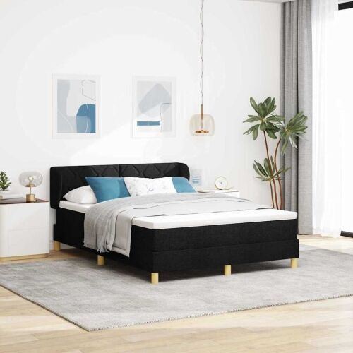 Box spring krevet s uzglavljem Crna 140 x 190 cm tkanina - Crna 140 x 190 cm Dizajn s rombovima Cijena