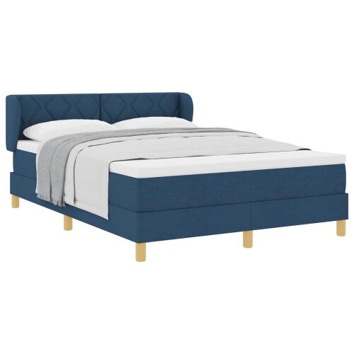 Box spring krevet s uzglavljem Plava 140 x 190 cm tkanina - Plava 140 x 190 cm Dizajn s rombovima Cijena