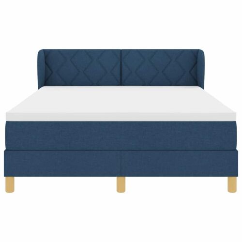 Box spring krevet s uzglavljem Plava 140 x 190 cm tkanina - Plava 140 x 190 cm Dizajn s rombovima Cijena