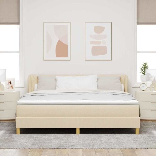 Box spring krevet s uzglavljem Krema 180 x 200 cm tkanina - Krema 180 x 200 cm Dizajn s rombovima Cijena