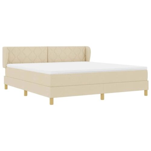 Box spring krevet s uzglavljem Krema 180 x 200 cm tkanina - Krema 180 x 200 cm Dizajn s rombovima Cijena