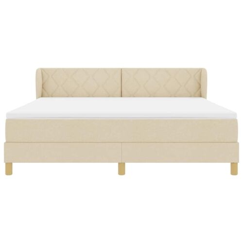 Box spring krevet s uzglavljem Krema 180 x 200 cm tkanina - Krema 180 x 200 cm Dizajn s rombovima Cijena