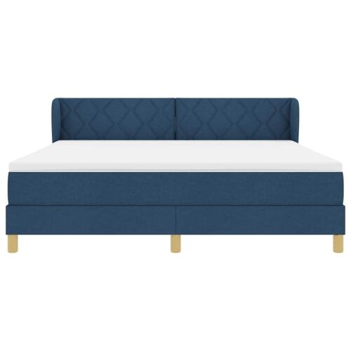 Box spring krevet s uzglavljem Plava 180 x 200 cm tkanina - Plava 180 x 200 cm Dizajn s rombovima Cijena