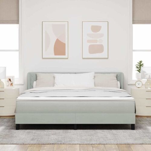 Box spring krevet Svjetlosiva 180 x 200 cm Baršun - Svjetlosiva 180 x 200 cm Kristal s dugmadima Cijena
