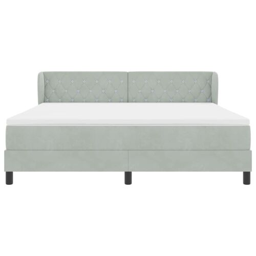 Box spring krevet Svjetlosiva 180 x 200 cm Baršun - Svjetlosiva 180 x 200 cm Kristal s dugmadima Cijena