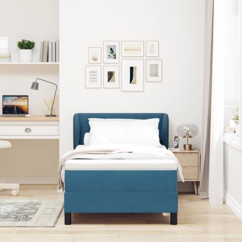 Box spring krevet Tamno plava 80 x 200 cm Baršun - Tamno plava 80 x 200 cm Prošiveno gumbima Cijena