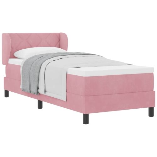 Box spring krevet Ružičasta 80 x 200 cm Baršun - Ružičasta 80 x 200 cm Dizajn s rombovima Cijena