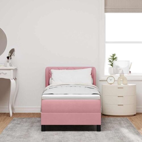 Box spring krevet Ružičasta 80 x 200 cm Baršun - Ružičasta 80 x 200 cm Dizajn s rombovima Cijena