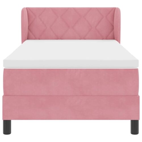Box spring krevet Ružičasta 90 x 190 cm Baršun - Ružičasta 90 x 190 cm Dizajn s rombovima Cijena