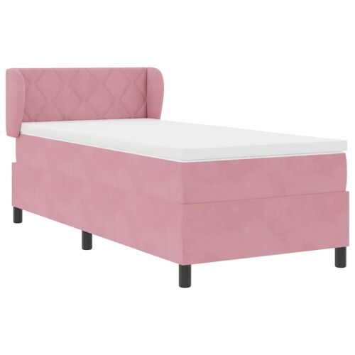 Box spring krevet Ružičasta 90 x 200 cm Baršun - Ružičasta 90 x 200 cm Dizajn s rombovima Cijena
