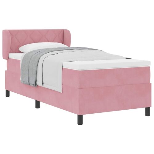 Box spring krevet Ružičasta 90 x 200 cm Baršun - Ružičasta 90 x 200 cm Dizajn s rombovima Cijena