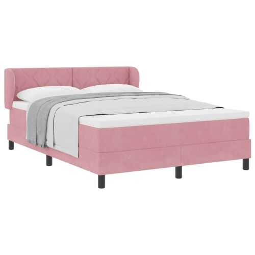 Box spring krevet Ružičasta 140 x 190 cm Baršun - Ružičasta 140 x 190 cm Dizajn s rombovima Cijena