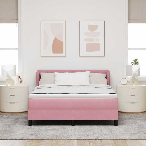 Box spring krevet Ružičasta 140 x 200 cm Baršun - Ružičasta 140 x 200 cm Dizajn s rombovima Cijena