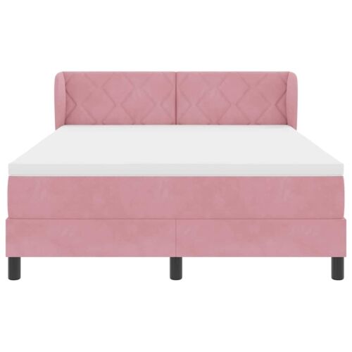 Box spring krevet Ružičasta 140 x 200 cm Baršun - Ružičasta 140 x 200 cm Dizajn s rombovima Cijena