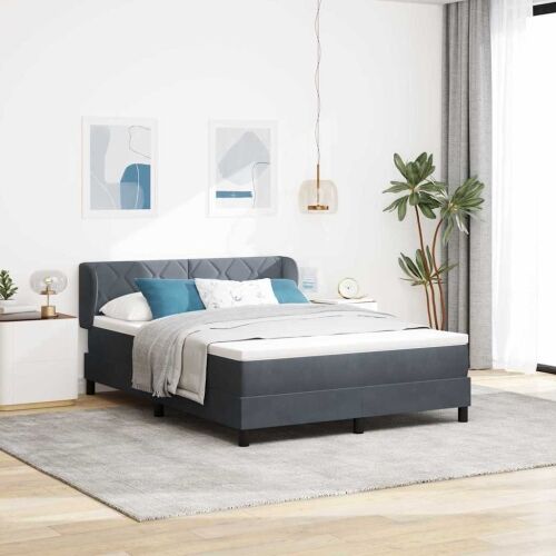 Box spring krevet Tamno siva 160 x 200 cm Baršun - Tamno siva 160 x 200 cm Dizajn s rombovima Cijena
