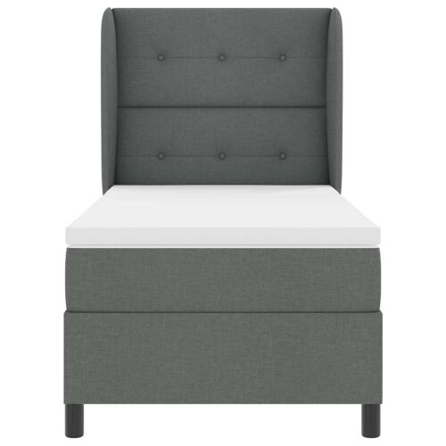 Box spring krevet Tamno siva 100 x 200 cm tkanina - Tamno siva 100 x 200 cm Prošiveno gumbima Cijena