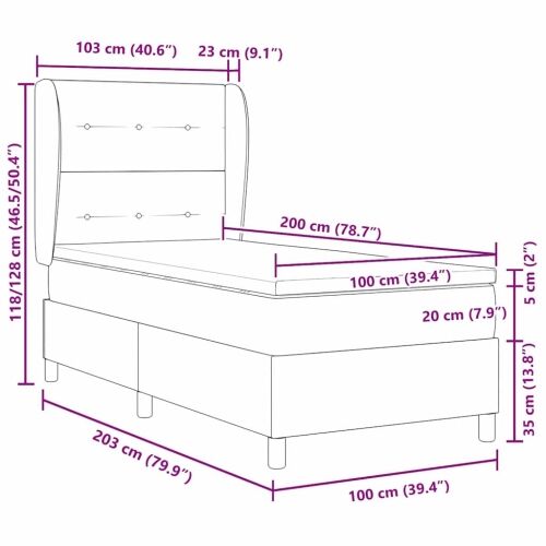 Box spring krevet Tamno smeđa 100 x 200 cm tkanina - Tamno smeđa 100 x 200 cm Prošiveno gumbima Cijena