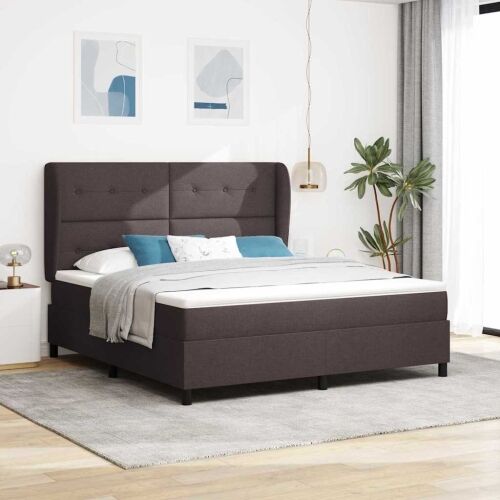 Box spring krevet Tamno smeđa 180 x 200 cm tkanina - Tamno smeđa 180 x 200 cm Prošiveno gumbima Cijena