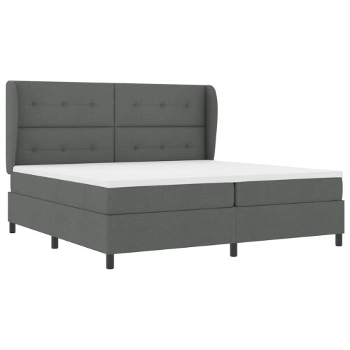 Box spring krevet Tamno siva 200 x 200 cm tkanina - Tamno siva 200 x 200 cm Prošiveno gumbima Cijena